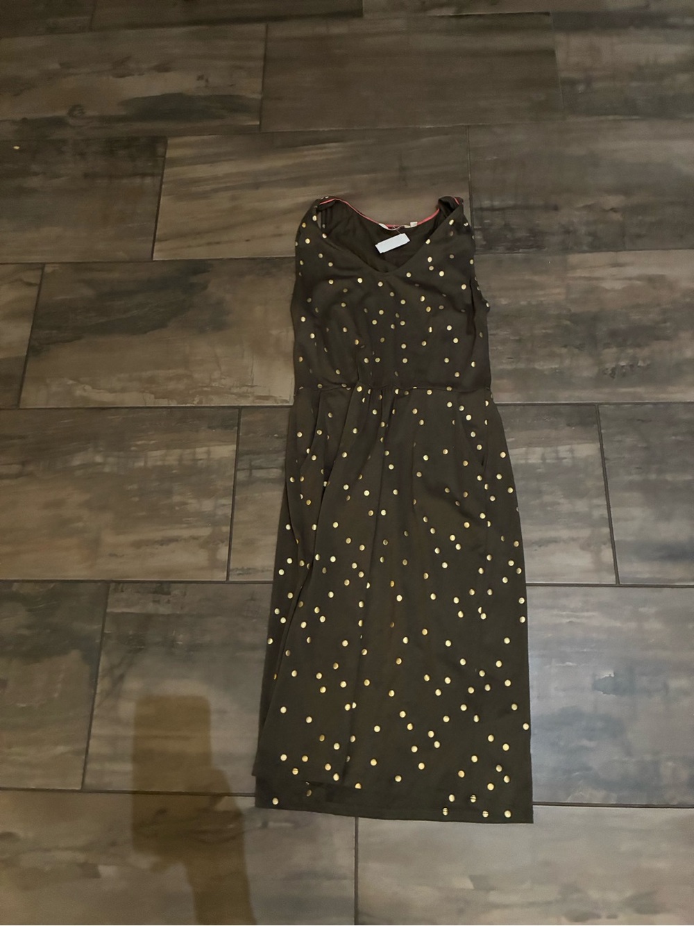 lululemon athletica Olive Green Midi Dress with Gold Polka Dots